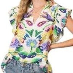 Umgee Garden‎ Fiesta Flutter Floral Blouse Size Small NWT